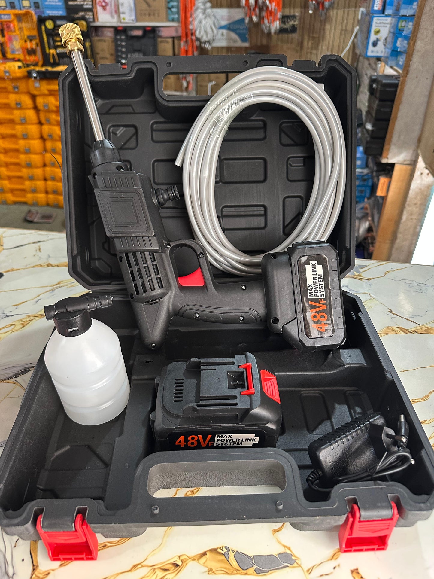 Car washer with double battery